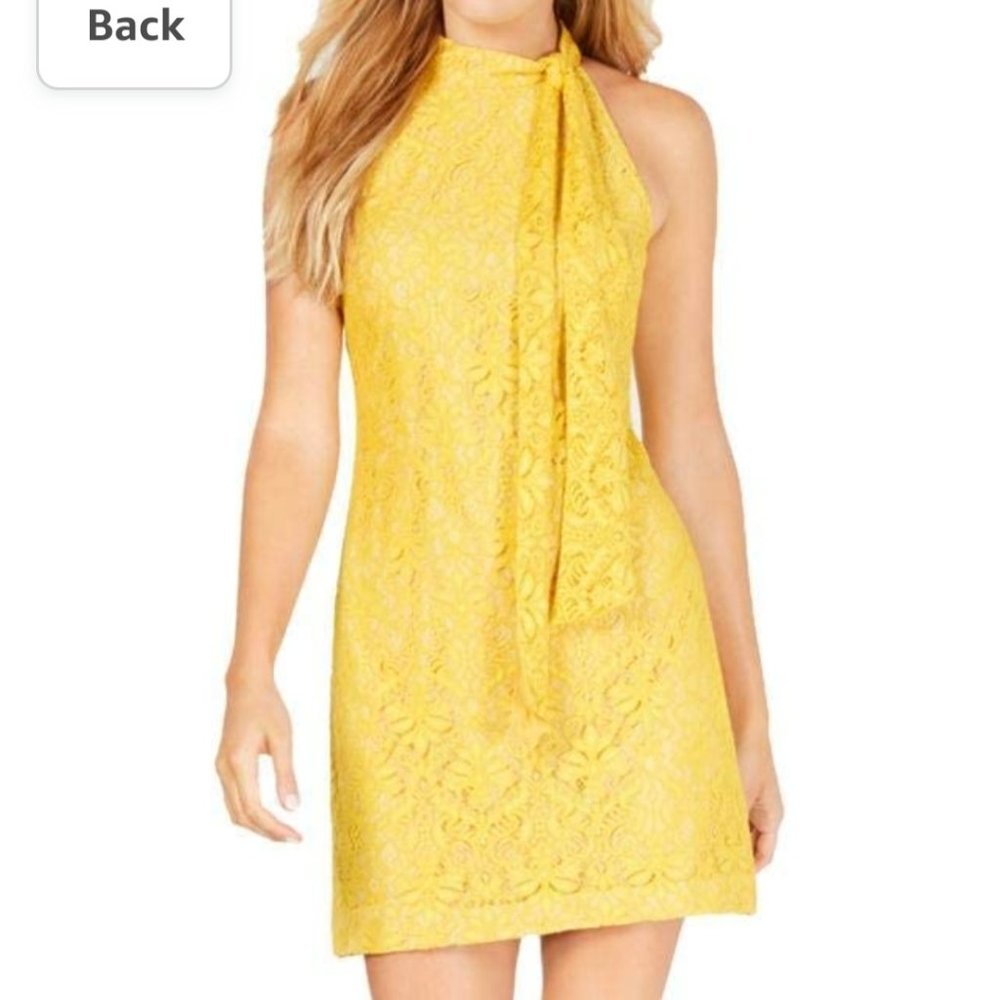Vince Camuto womens Lace Halter Bow Dress Casual Dress
